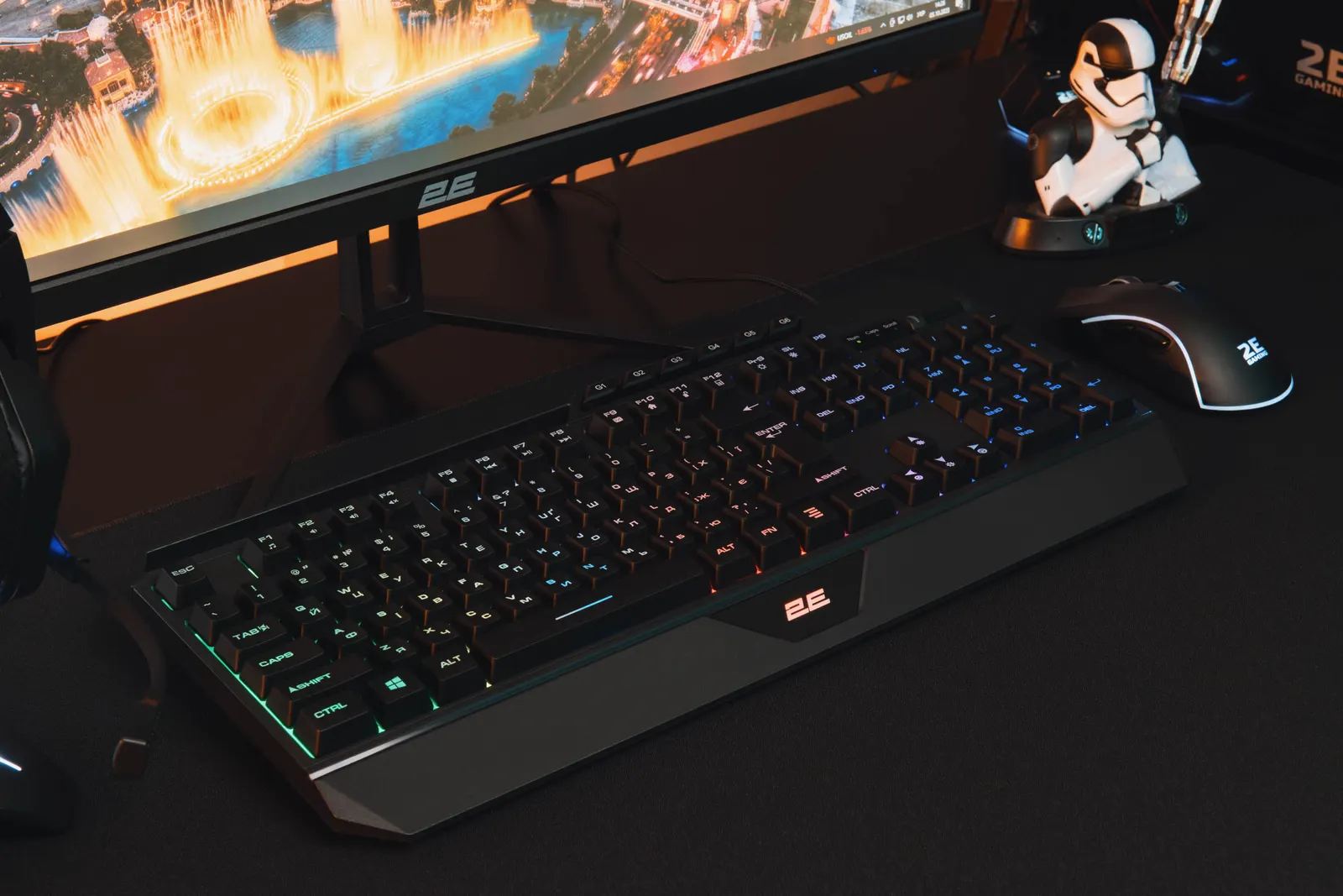 2E GAMING Membrane keyboard KG315 110key, USB-A, EN/UA, RGB, black