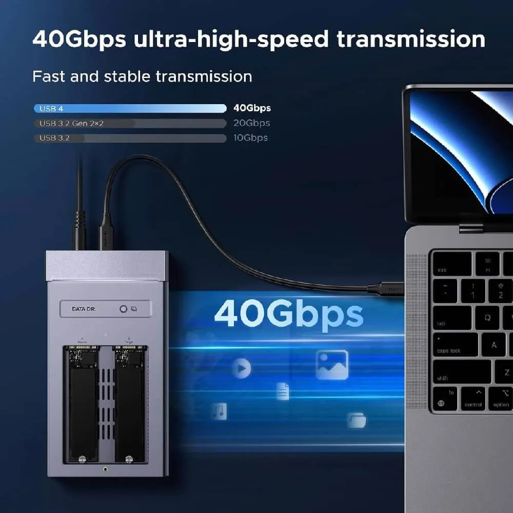 UGREEN CM847 (65733EU) გარე მყარი დისკის ქეისი M.2 NVMe USB4 SSD - 40 გბ/წმ, ნაცრისფერი