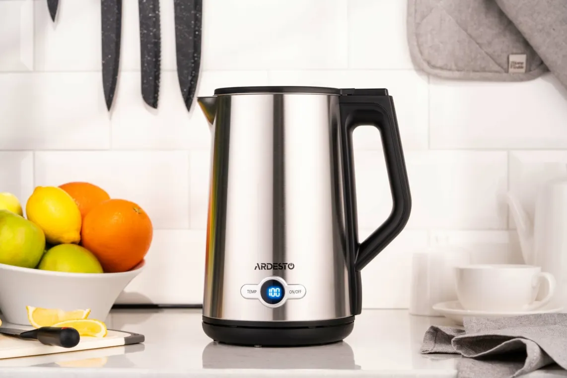 Ardesto Electric kettle Steel Collection EKL-X52E, 1.7L, LED display, double-walled, STRIX, silver
