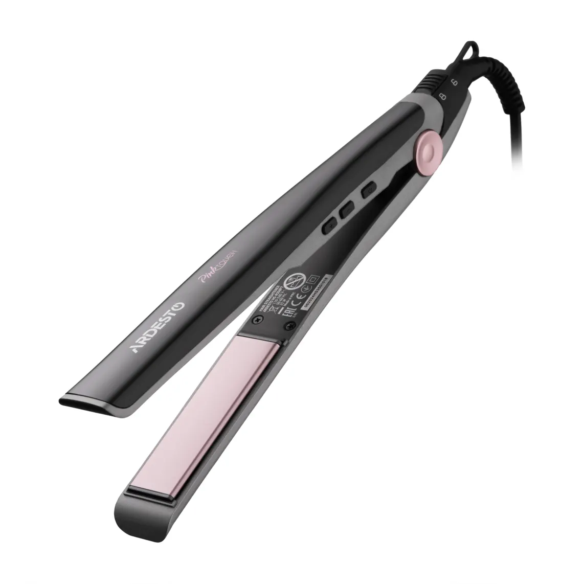 თმის უთო Ardesto Hair straightener Pink Touch, 32W, 110-200C, ceramics, gray+pink