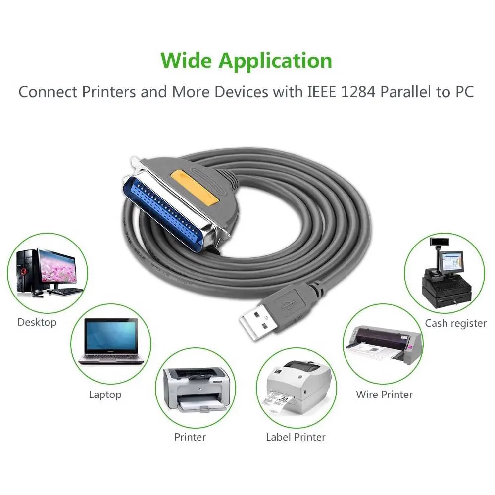 პრინტერის კაბელი UGREEN CR124 (20225) USB to CN36 IEEE1284 Parallel Printer Cable 2m