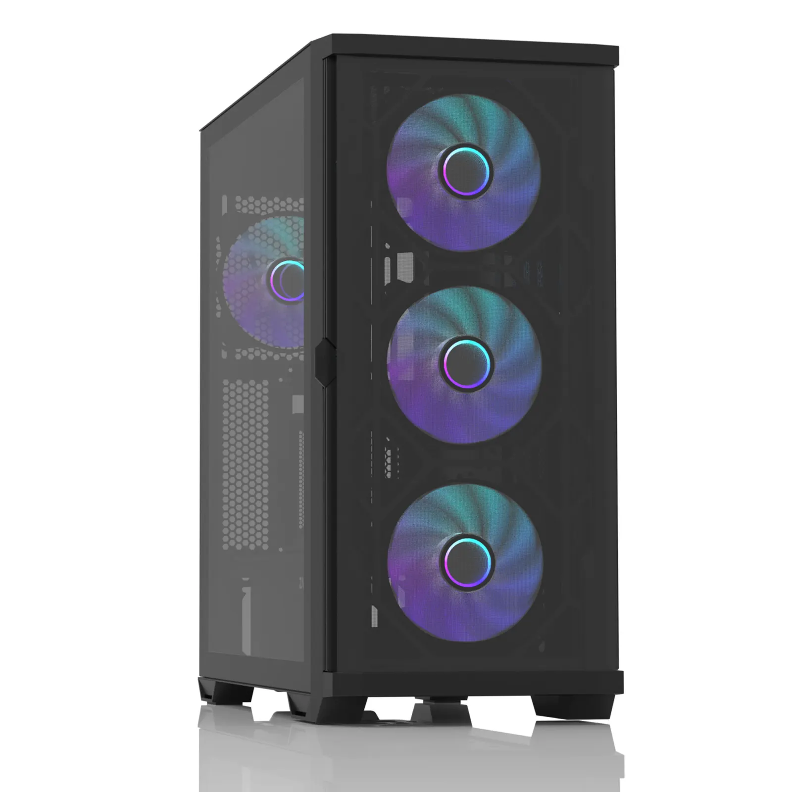 ქეისი Zalman PC case Z10 Duo without PSU, 2xUSB3.0, 1xUSB Type-C, 3x140mm ARGB, 1x120mm ARGB, VGA 395mm, LCS ready, TG Side Panel, EATX, black