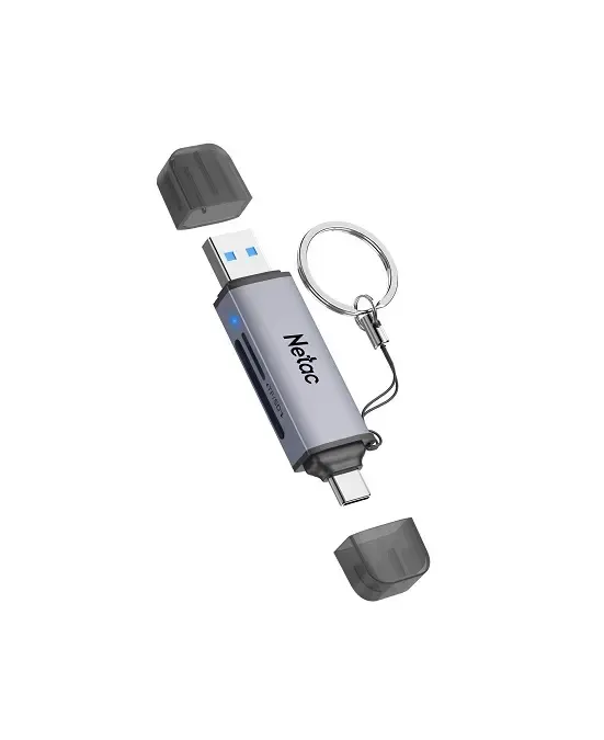 WK13, NETAC, Card Reader, USB3.0+Type-C to mSD/SD, Grey.