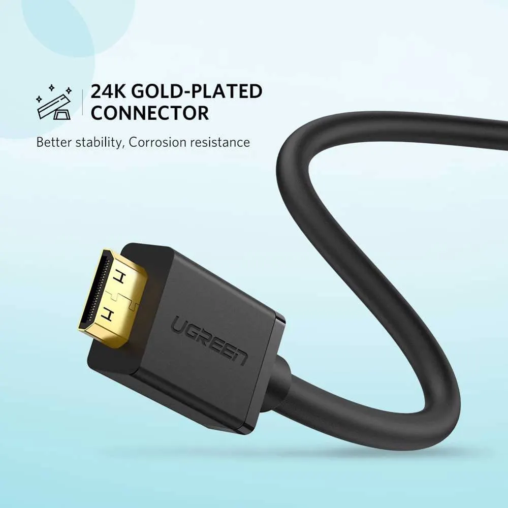 UGREEN 20137 Mini HDMI Male to HDMI Female Adapter Cable, 22cm, Black