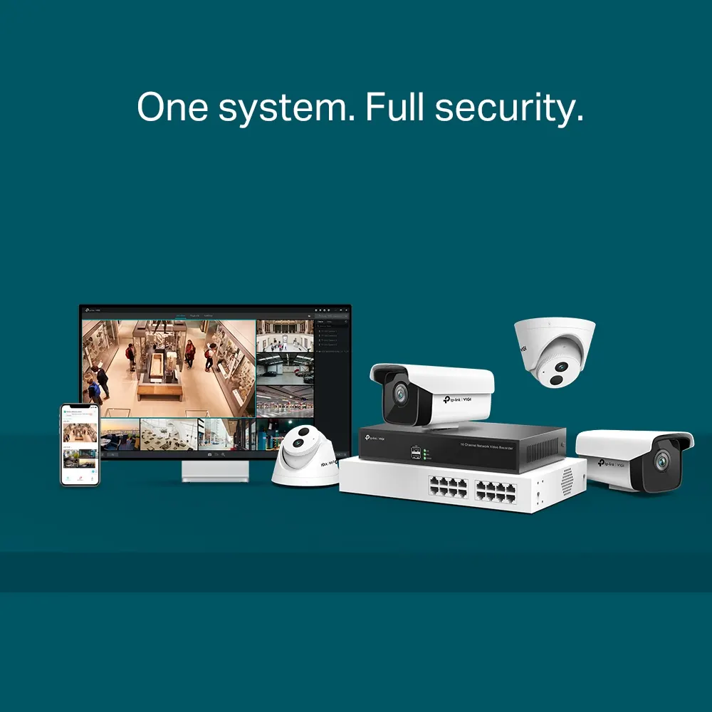 TP-Link VIGI 16 Video Recorder - 16-Channel IP Video Input, Incoming Bandwidth: 80 Mbps, Outgoing Bandwidth: 60 Mbp, 1 SATA slot up to 10TB, Decoding