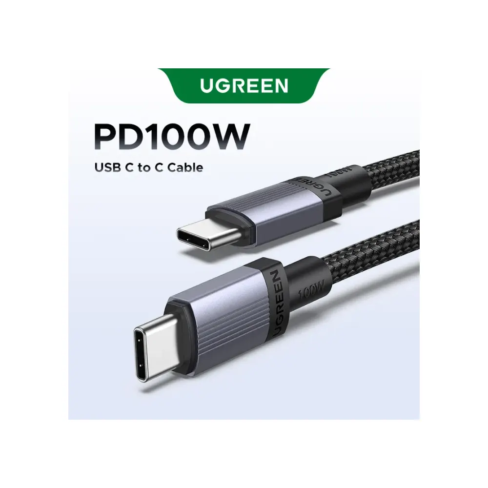 UGREEN L528 (65832), 100W, Type-C to Type-C Cable, 1m, Grey/Black