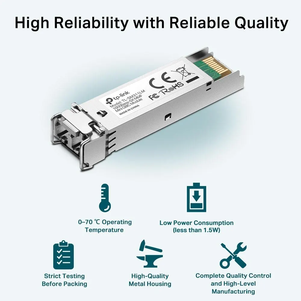 TP-Link, TL-SM311LM, Gigabit SFP module, Multi-mode, MiniGBIC, LC interface, Up to 550/275m distance