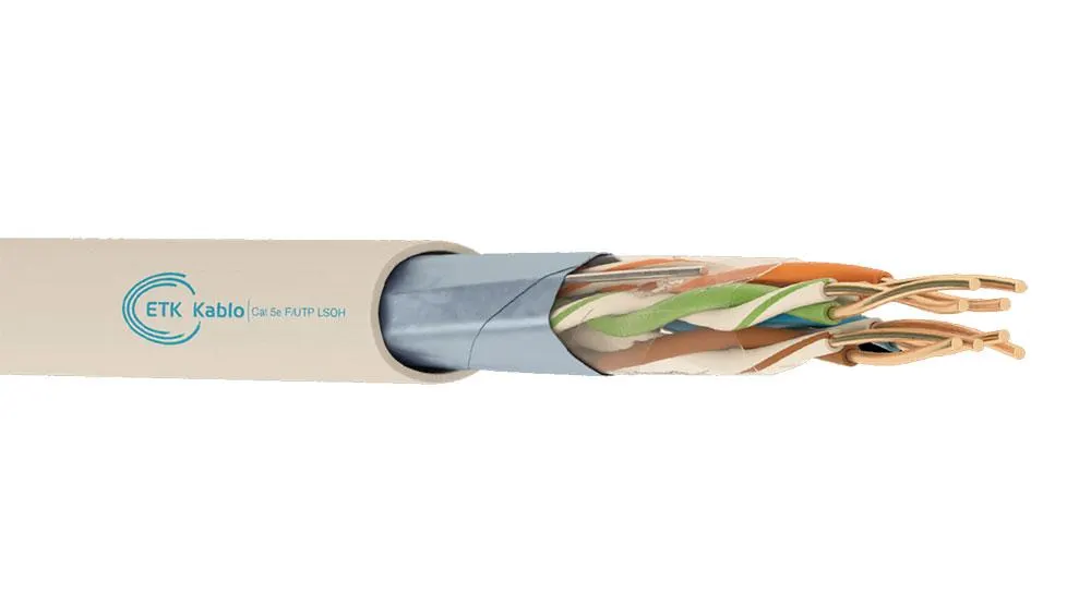 ქსელის კაბელი - Cat5e FTP LSZH 24AWG 100% სპილენძი შიდა გამოყენების 305 მეტრი, Etk kablo Cat 5e F/UTP 4x2x24 AWG LSOH-305M