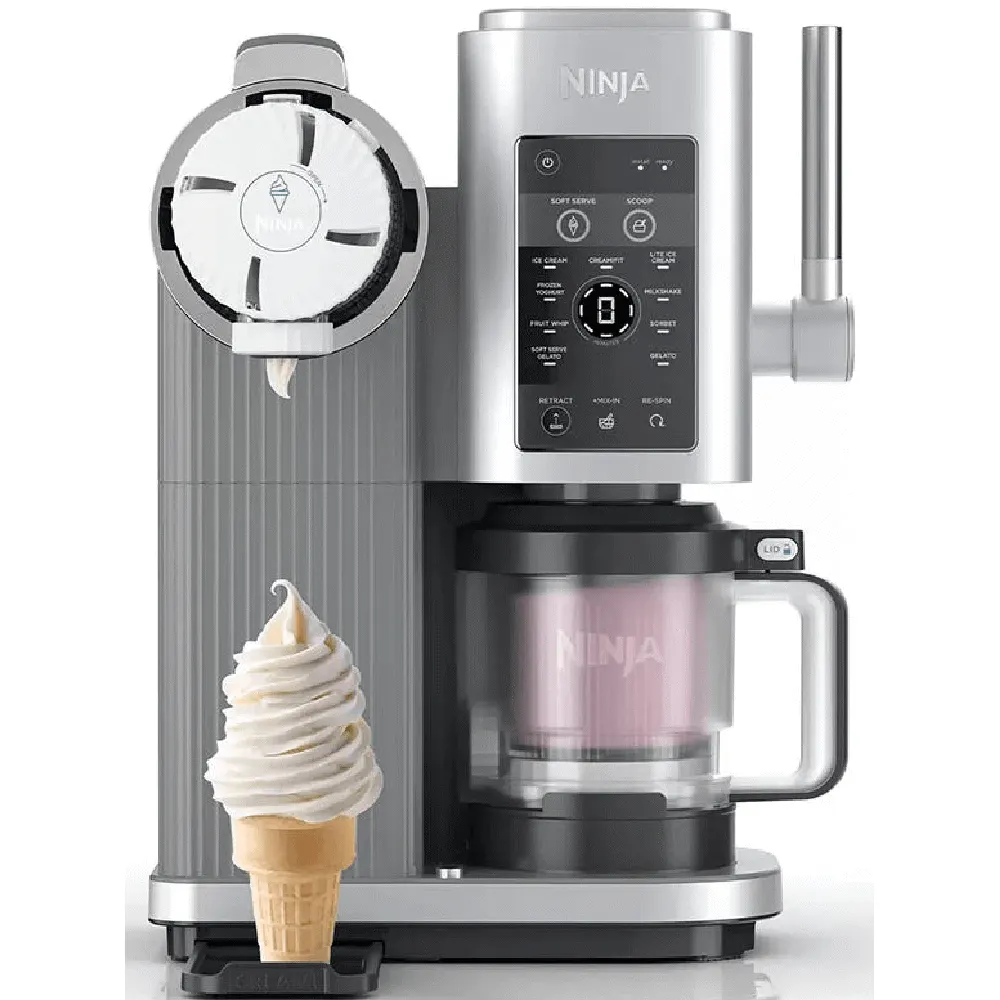 ნაყინის აპარატი Ninja NC701EU Swirl by CREAMi, 800W, 0.48L, 13-in-1 Soft Serve And Ice Cream Maker, Silver