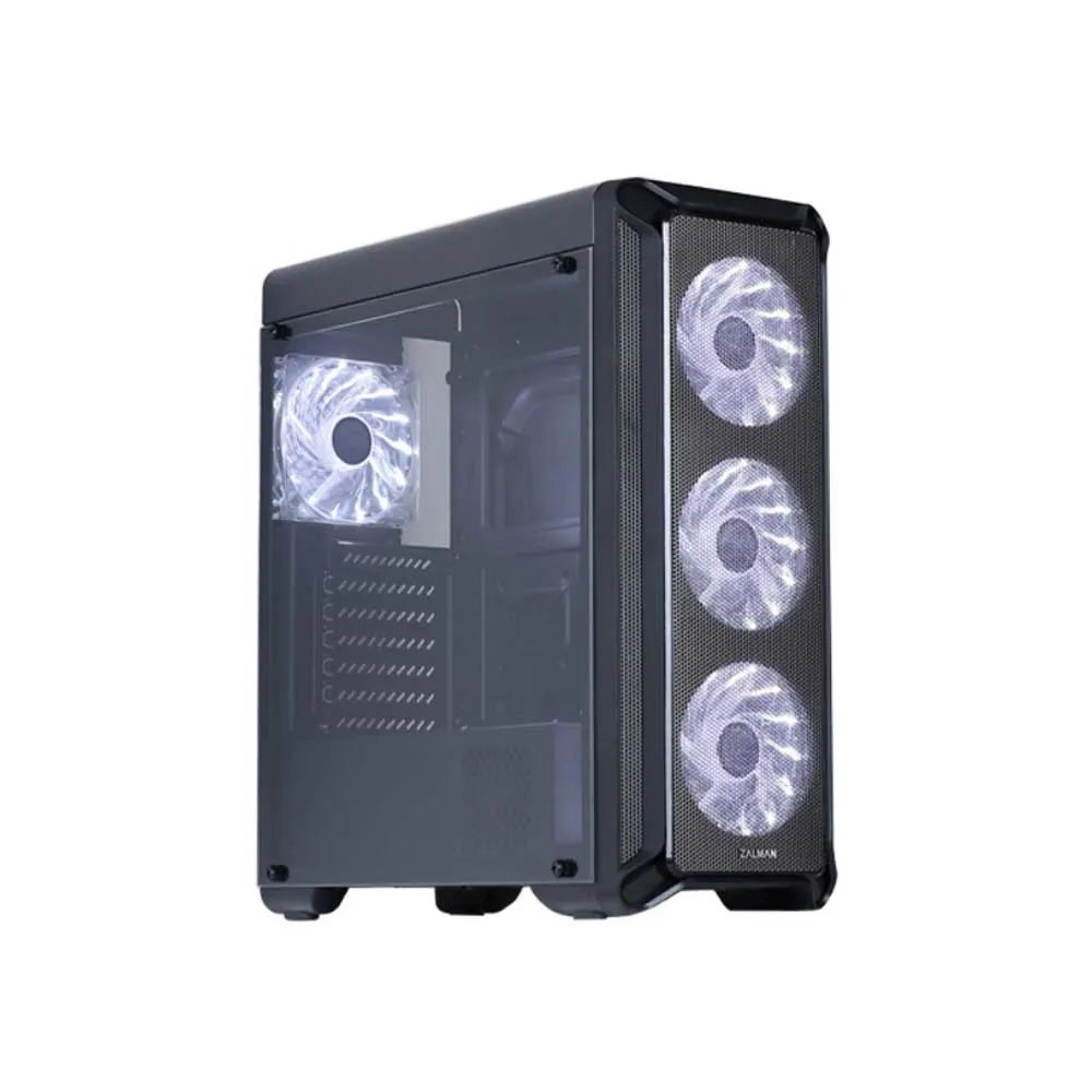 ქეისი Zalman Computer case I3, MidT, 2xUSB2.0,1xUSB3.0, 4x120mm White LED, acrylic (side panel), without PSU, black