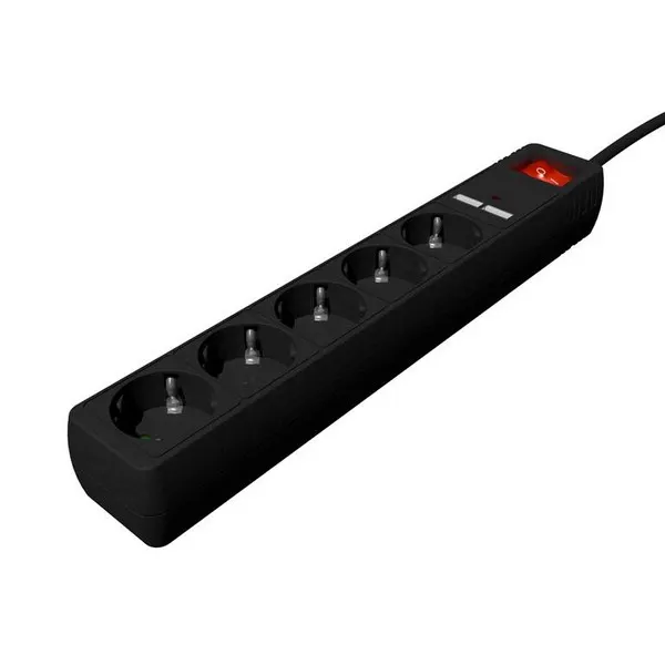 იმპულსისგან დამცავი Gembird SPG5-U2-5-02 5x1.5m Black