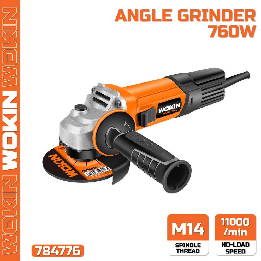 Wokin 784776, 760W, 115mm, Angle Grinder (INDUSTRIAL), Black/Orange