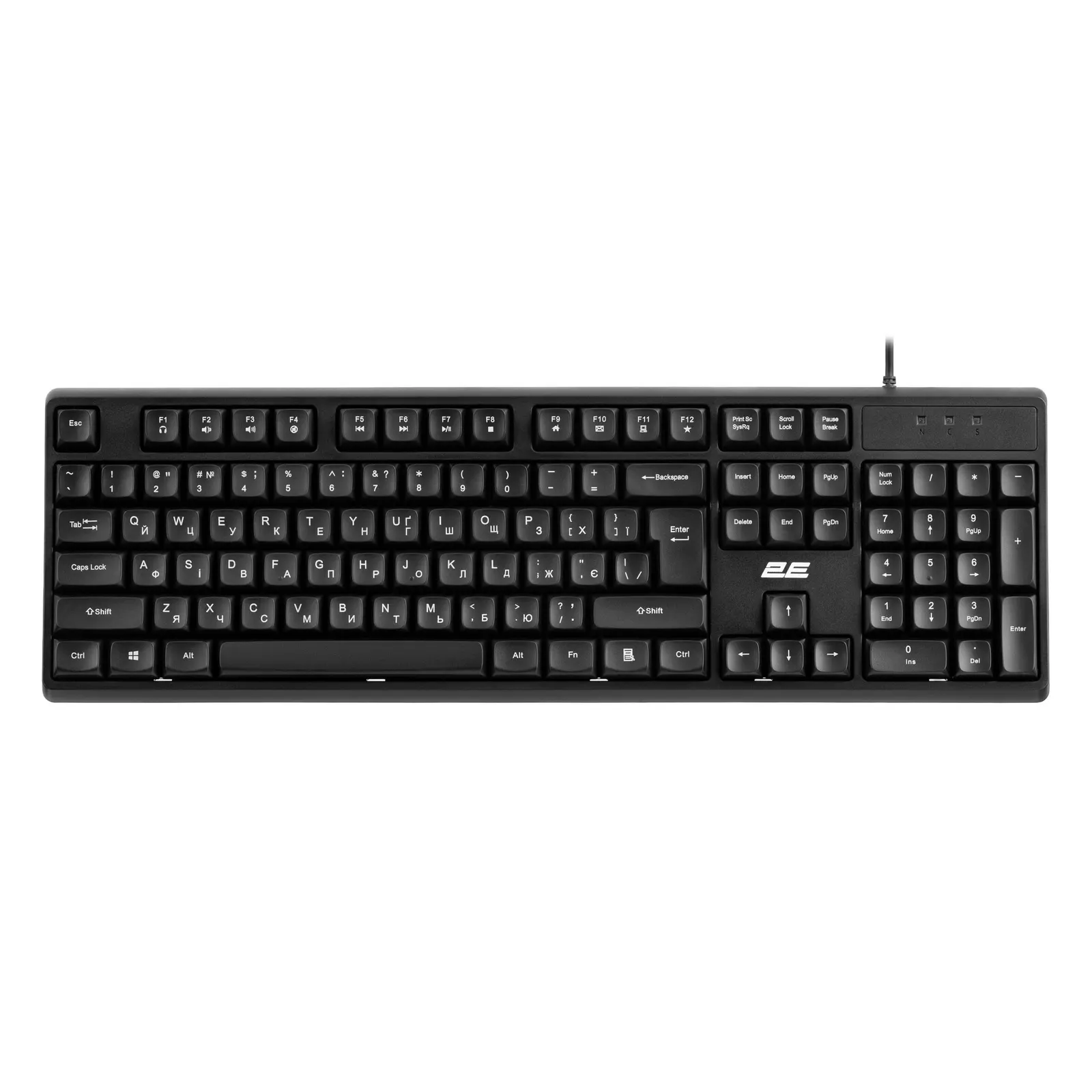 კლავიატურა 2E Membrane keyboard KS131 104key, USB-A, EN/UK, black
