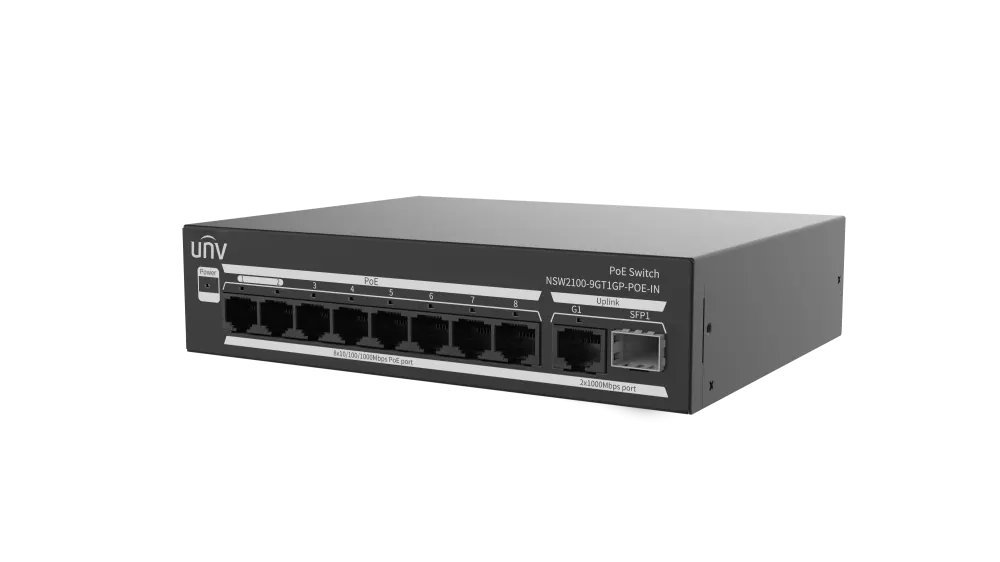 მართვადი PoE სვიჩი -  8P GE af/at, 1S, Uniview NSW2100-9GT1GP-POE-IN