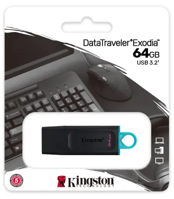 KINGSTON, DTX/64GB, USB3.2, black