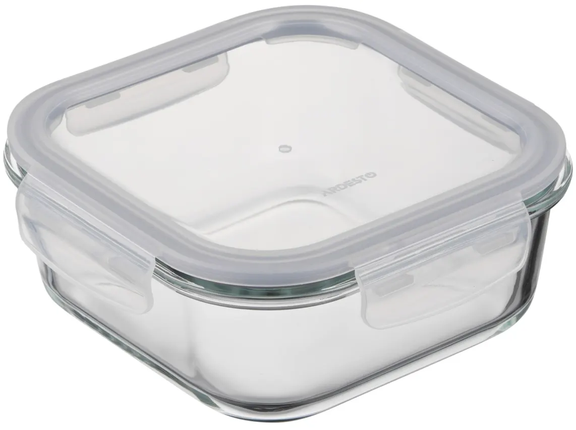 საკვების კონტეინერი Ardesto Food storage container Gemini 1.23l, borosilicate glass, plastic, square, transparent