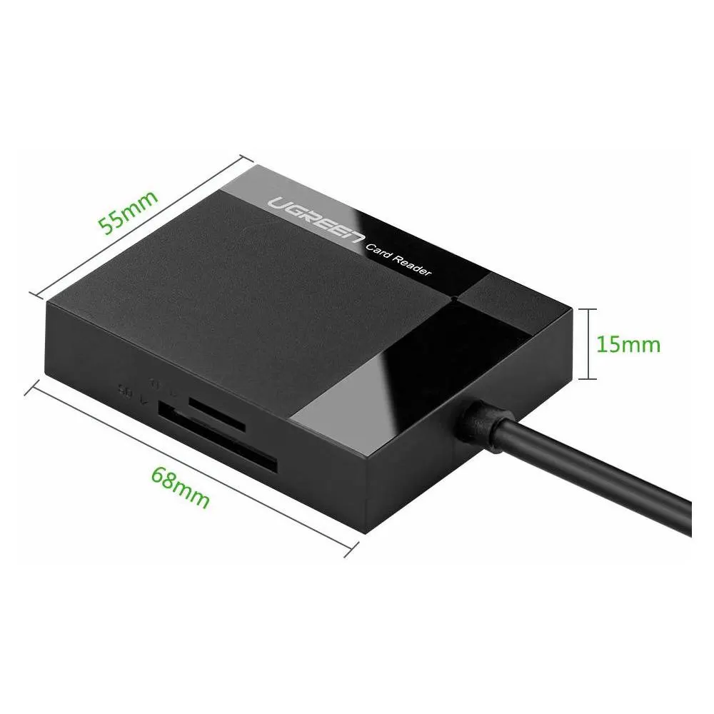 ბარათის წამკითხველი UGREEN CR125 (30333), USB 3.0 All In One Card Reader, 0.5m, Black