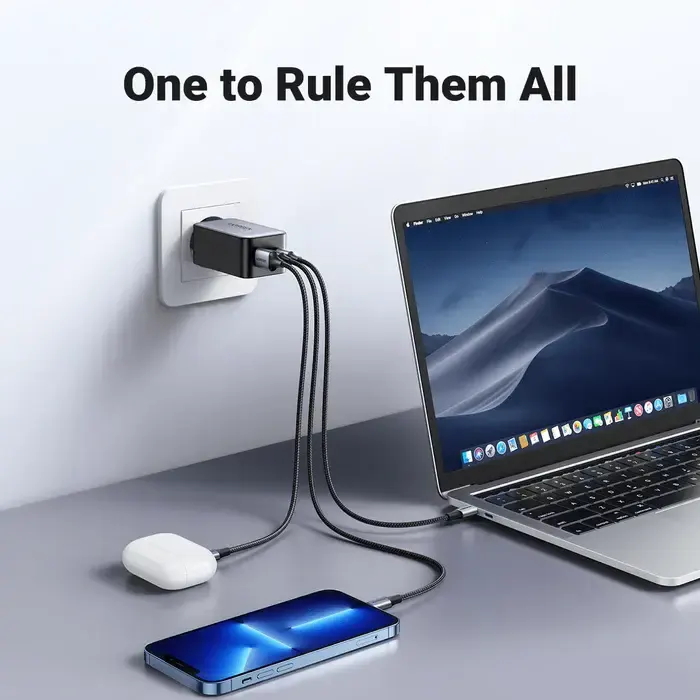 დამტენი X553, UGREEN, Power Supply, Nexode Air, 65W, USB, USB-C x2, Grey.