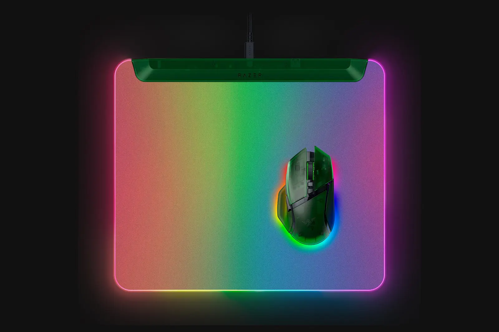 მაუს პადი Razer Mouse Pad Firefly V2 Pro, M (360x278x4.6mm), RGB, Phantom Green Ed