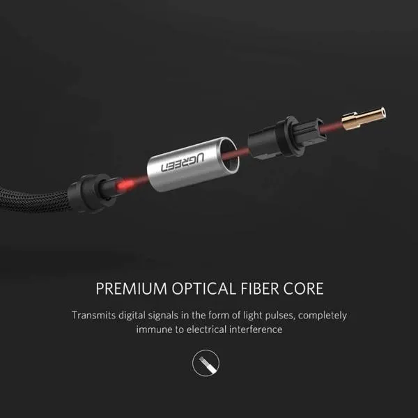 AV108, UGREEN, Cable, Toslink Optical Audio Cable, 2m, Black/Silver.