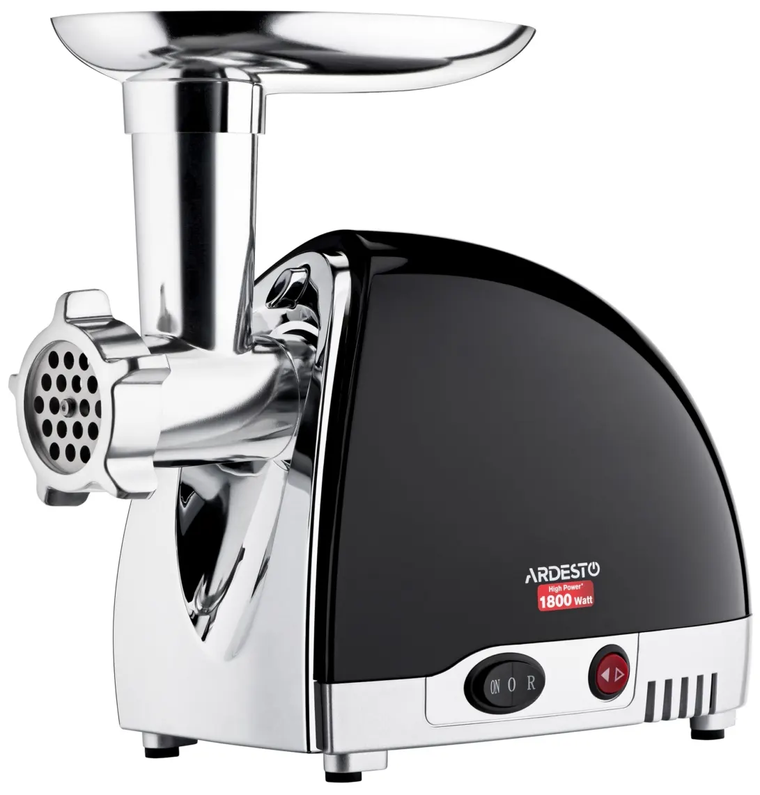 ხორცსაკეპი მანქანა Ardesto meat grinder, 1800W, 2kg/min, 3 cutting plates, sausages nozzle, 4 vegetable slicer, plastik, black-silver