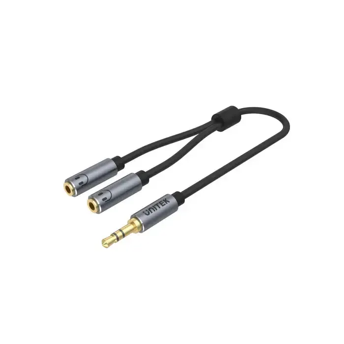 Y-C956ABK ,UNITEK, 0.2M, 3.5MM AUX Audio Cable - Male to 2*Female