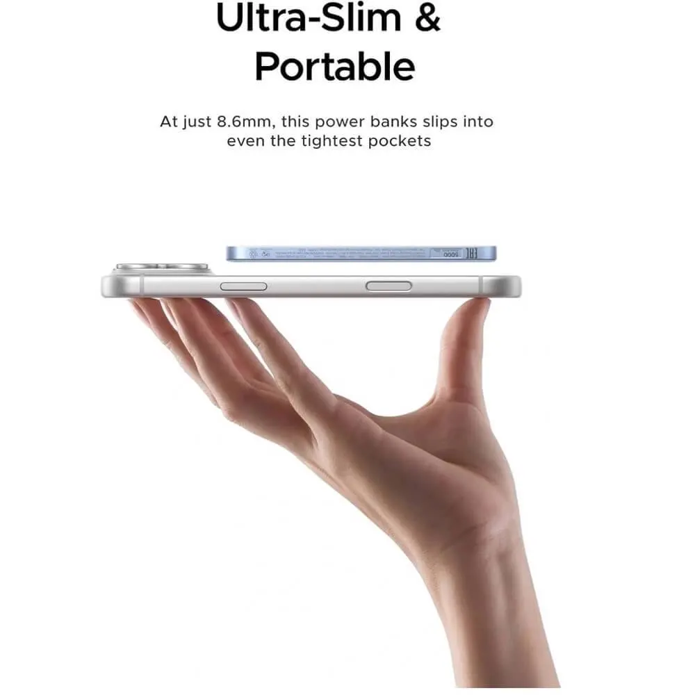 პორტატული დამტენი UGREEN PB580 (65840B), 5000mAh, Type-C, Magnetic Wireless Power Bank, Light Blue