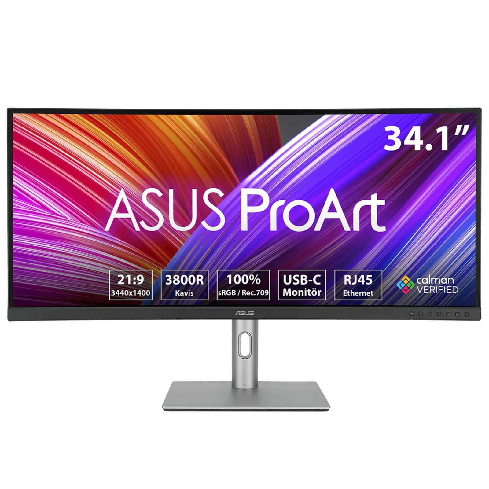 Monitor Asus 34.1" ProArt PA34VCNV 2xHDMI, 2xDP, USB-C (PD 96W), 2xUSB, RJ-45, MM, IPS, 3440x1440, 21:9, 3800R Curvature, 100% sRGB
