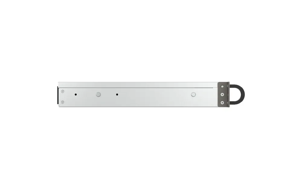 NAS სერვერი 4-Bay quad-core 2.0 GHz short-depth 1U rackmount NAS with 100W power supply, 4GB RAM (not expandable), SATA 6Gb/s, 2 x 2.5 GbE LAN, Container Station