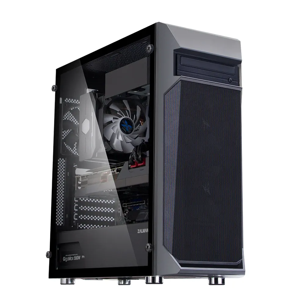 ქეისი Zalman PC case Z1 Plus without PSU, 2xUSB3.0, 1xUSB2.0, 3x120mm, VGA 385mm, LCS ready, TG Side Panel, ATX, black