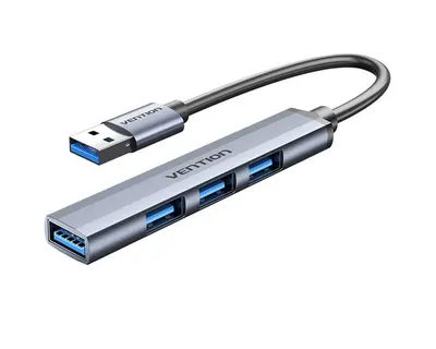 USB ჰაბი Vention CKOHB 4-in-1 USB 3.0 Ultra-Slim Mini Hub 0.15m Metal Gray