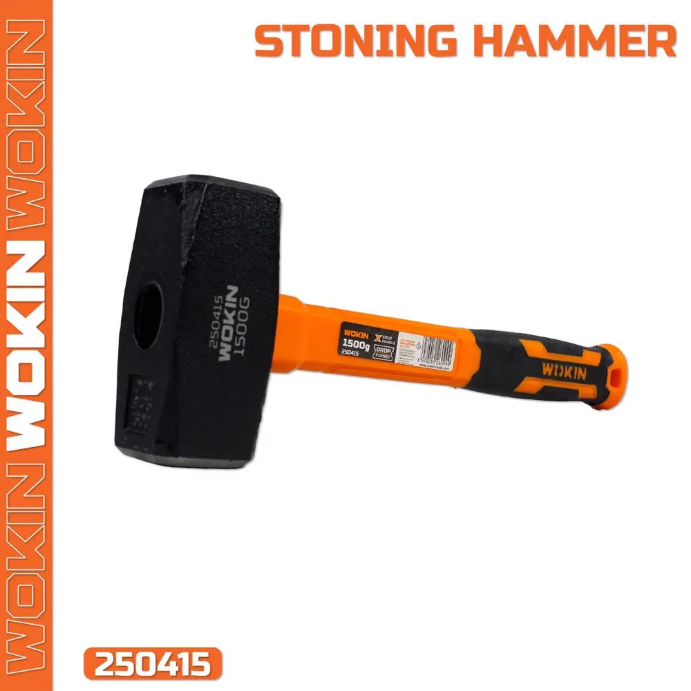 Sledgehammer with rubber handle Wokin 250415, 1500G, Stoning Hammer, Black/Orange