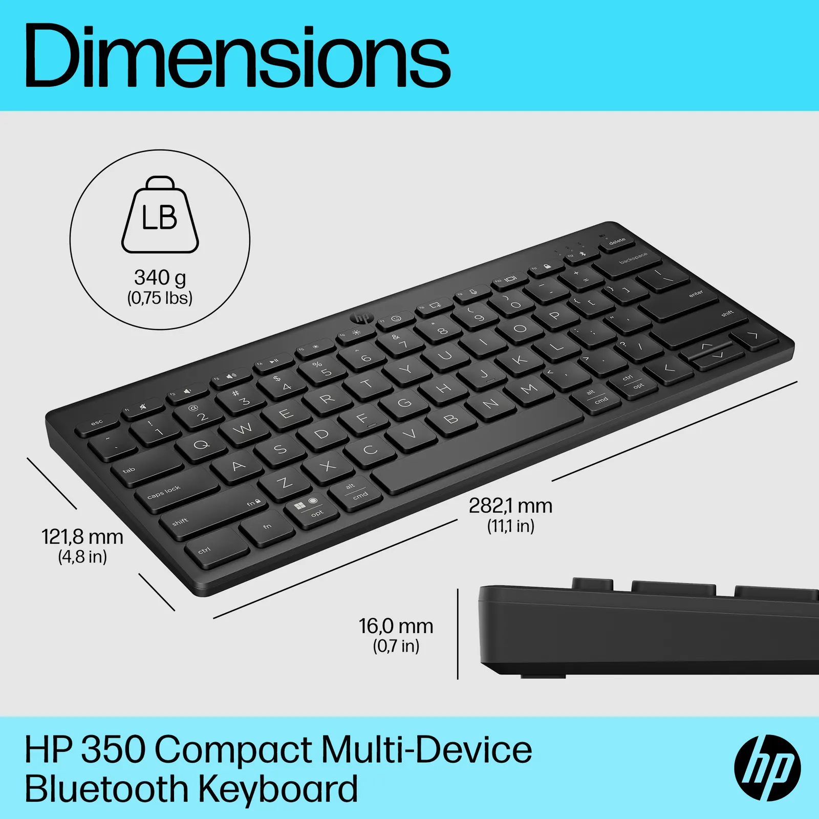HP 350 BLK Compact Multi-Device Keyboard RUSS