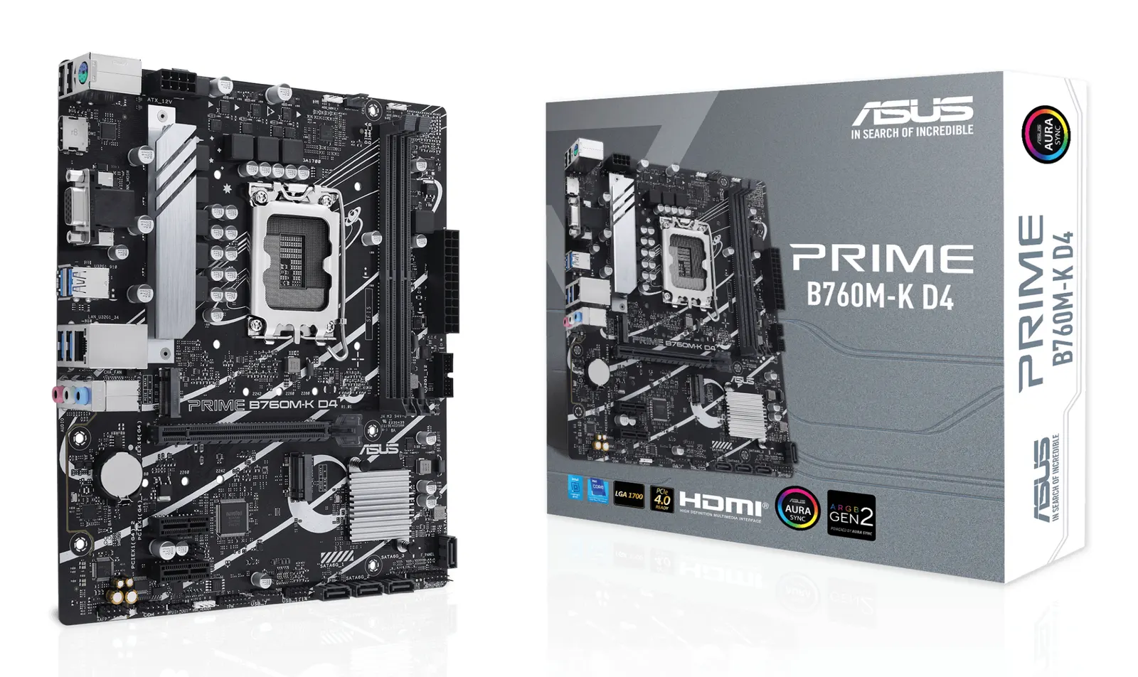 ASUS Motherboard PRIME B760M-K D4 s1700 B760 2xDDR4 M.2 HDMI D-Sub mATX
