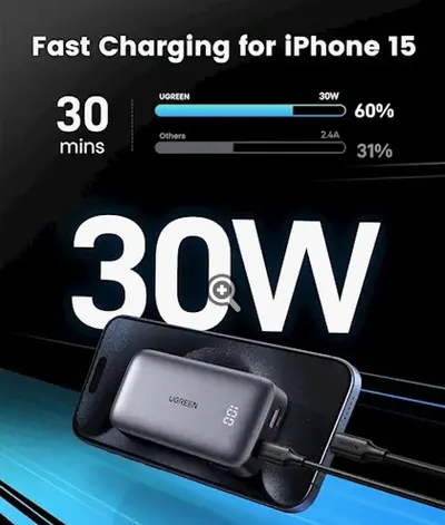 UGREEN, 25185, Power Bank, Nexode, 10000mAh, USB Type-C, USB, Grey .