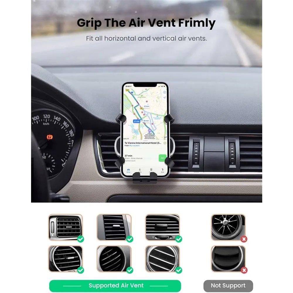 მობილურის დამჭერი UGREEN LP228 (80539), Gravity Phone Holder For Car, Black