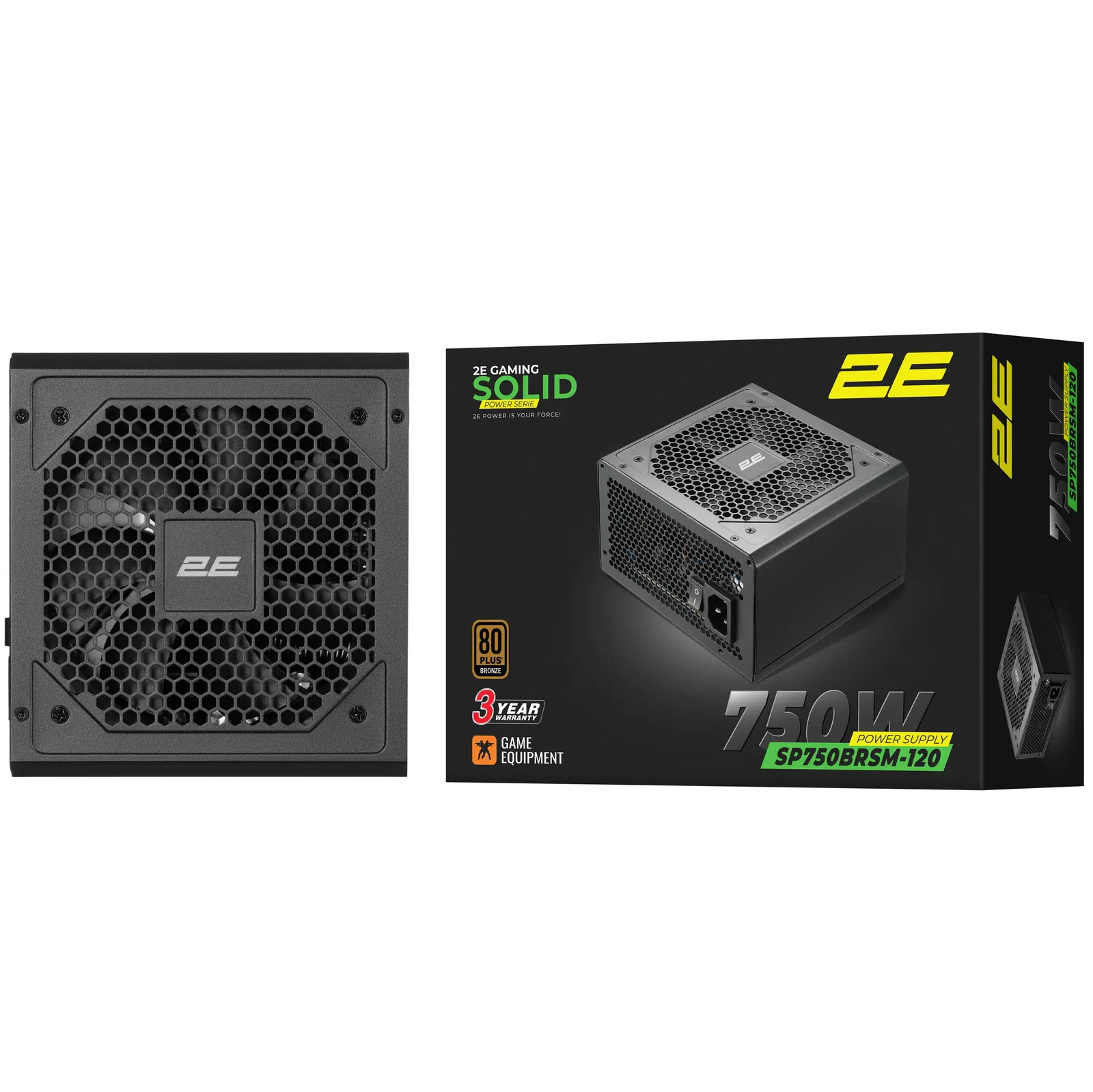 კვების ბლოკი 2E GAMING PSU Solid Power (750W), >85%, 80+ Bronze, 120mm, 1xMB 24pin(20+4), 2xCPU 8pin(4+4), 3xMolex, 6xSATA, 4xPCIe 8pin(6+2), Semi Modular