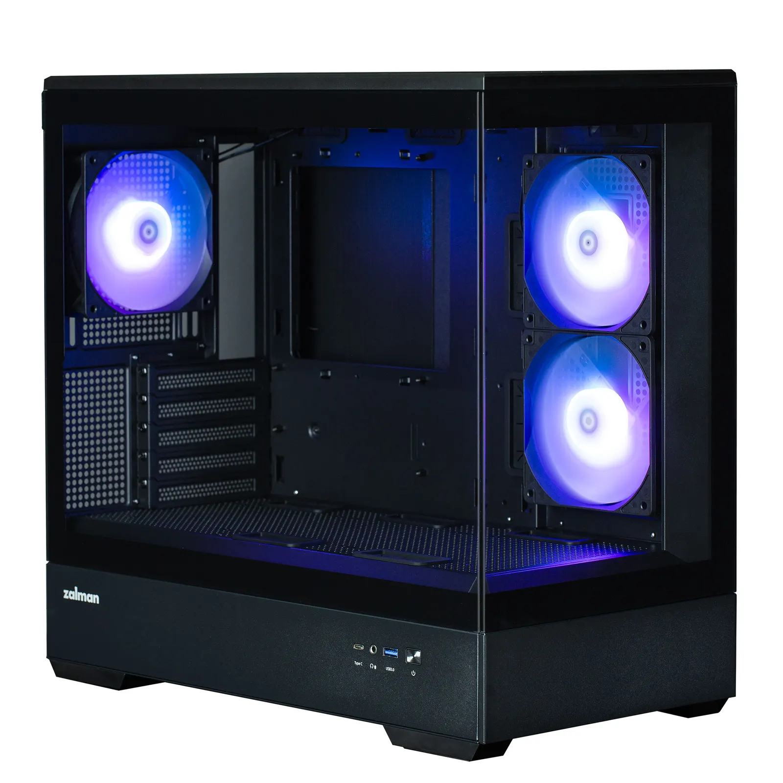 ქეისი Zalman Computer case P30 Black V2, without PSU, 1xUSB3.0, 1xUSB Type-C, 3x120mm ARGB, TG Front/Side Panel, mATX, Black