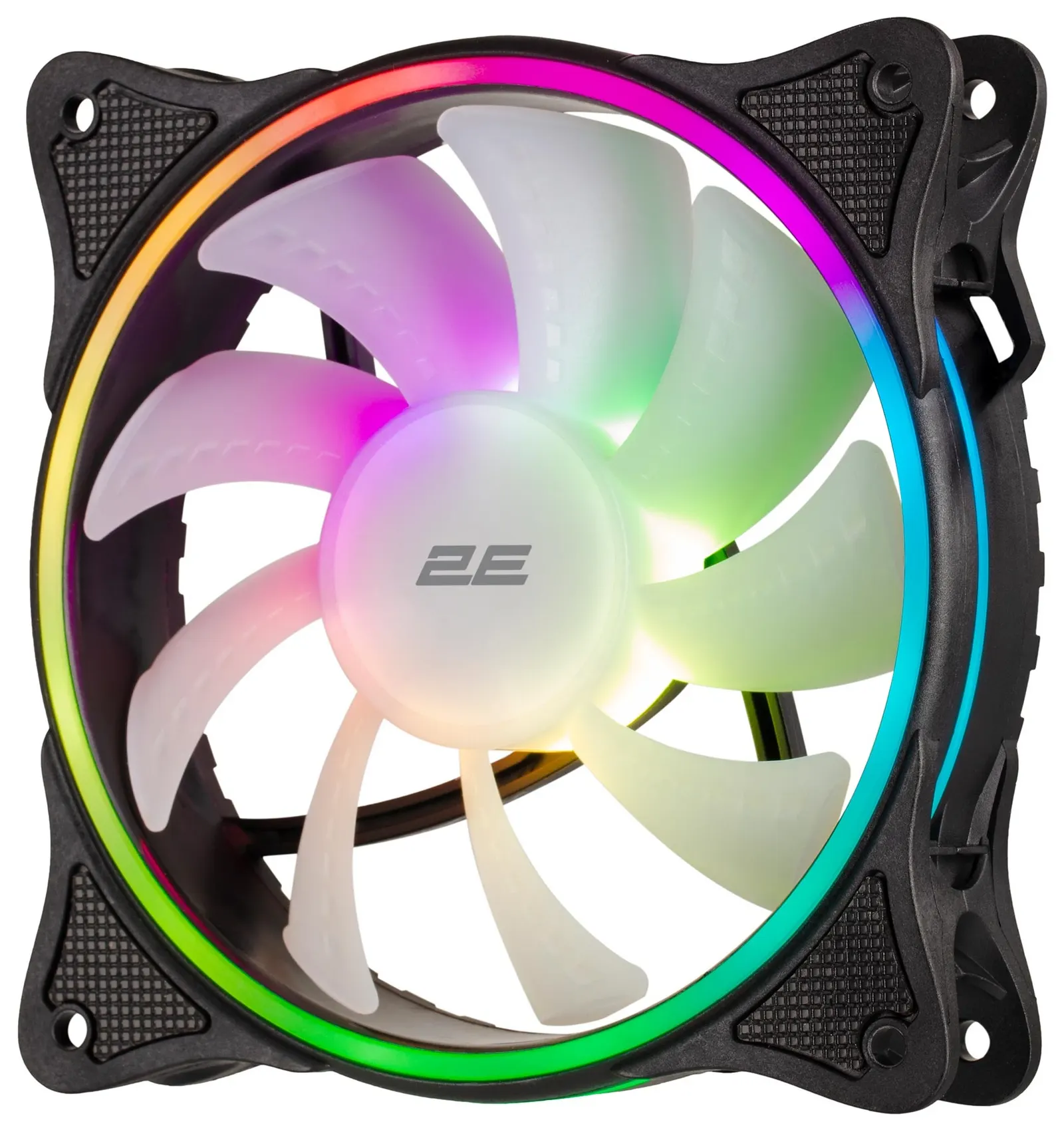 ქეისის ვენტილატორი 2E GAMING Case fan (F120OI-ARGB), 120mm, 3+3pin 5V Aura, white blades, black frame,outer-inner LED