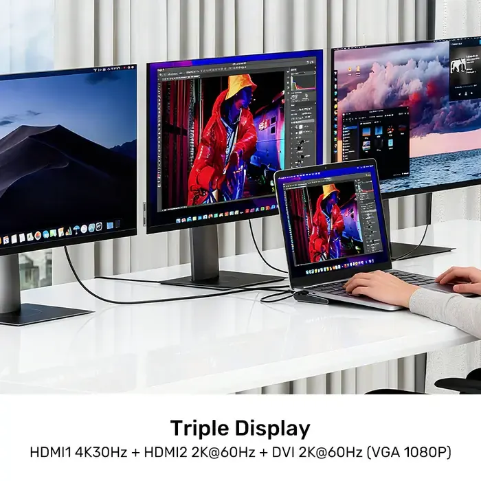 USB ჰაბი D1147A, UNITEK, Docking Station, 9-in-1 USB-C 5Gbps Universal Docking Station.