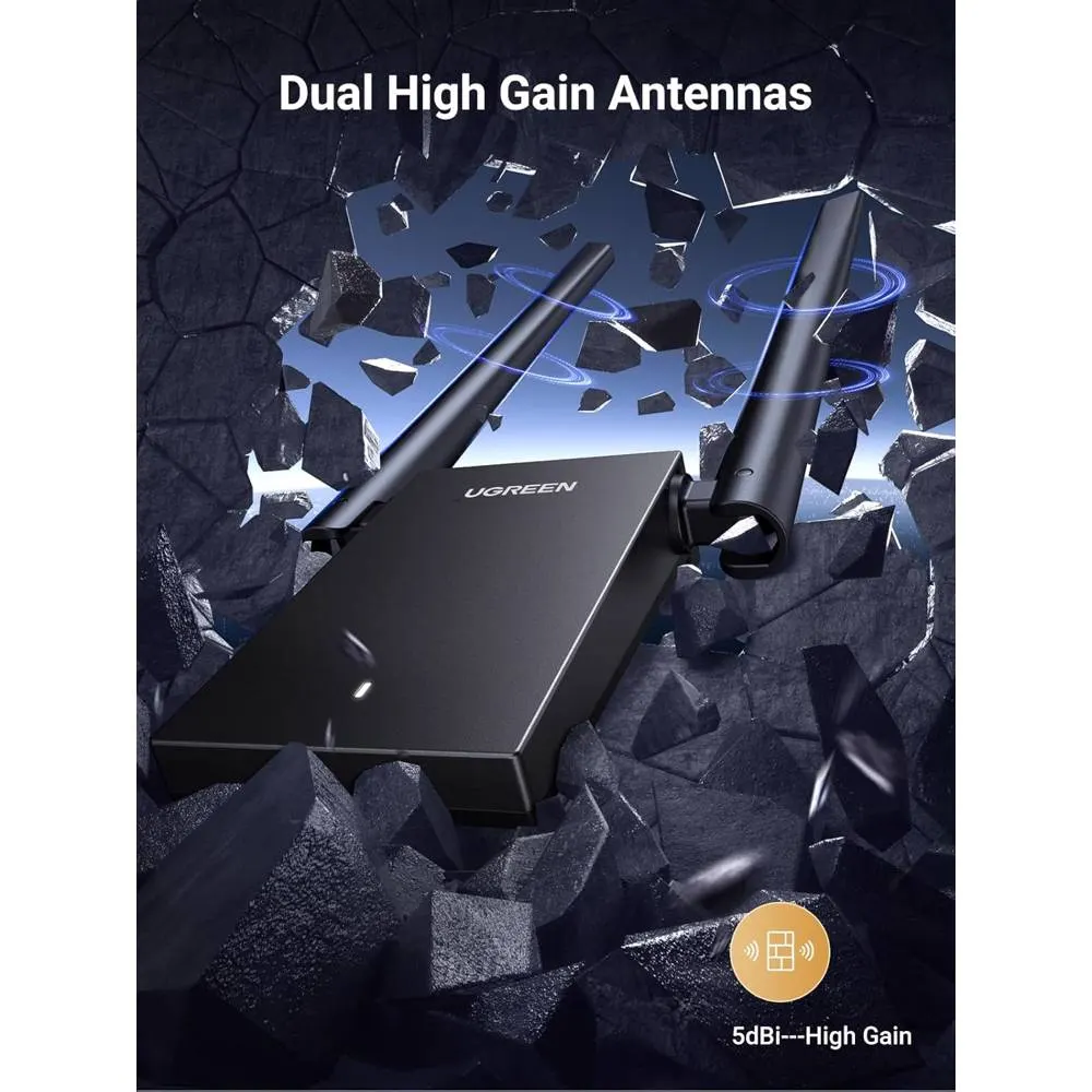 WiFi ადაპტერი UGREEN CM495 (25226), AX1800 WiFi 6 Adapter, Black