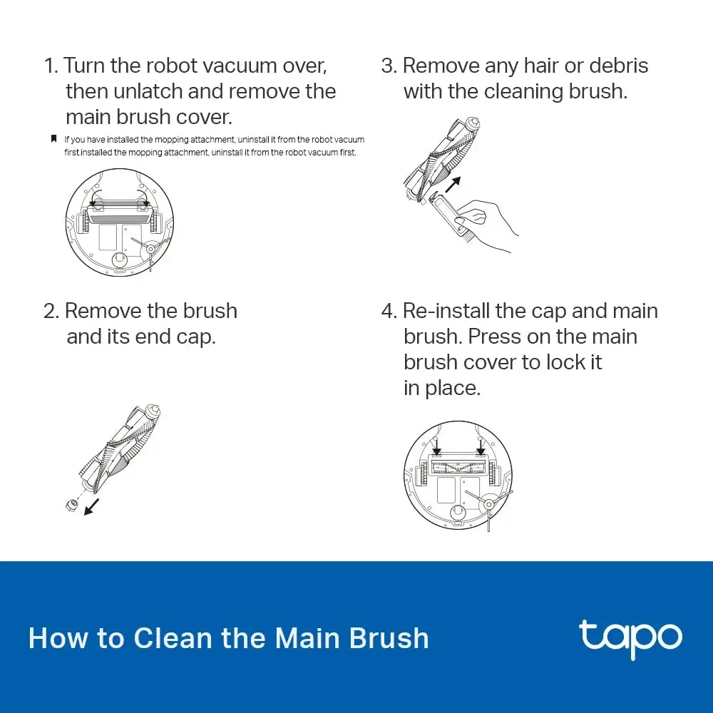 TP-Link, Tapo RVA105, Robot Vacuum Replacement Kit Main Brush ×1, Side Brush ×2, Washable HEPA Filter ×2