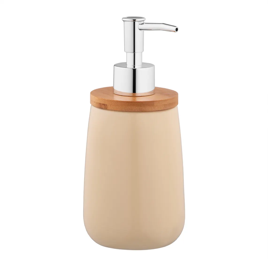 ARDESTO Soap dispenser Prestigio 420ml, dolomite, bamboo, plastic, beige