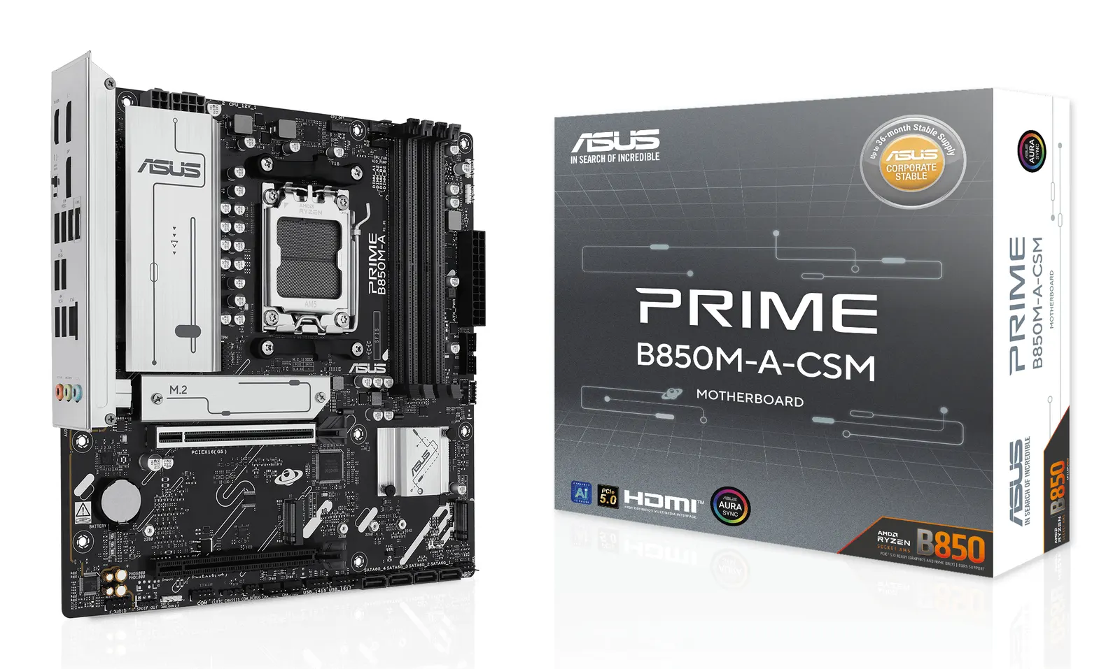 ASUS Motherboard PRIME B850M-A-CSM sAM5 B850 4xDDR5 M.2 HDMI DP mATX