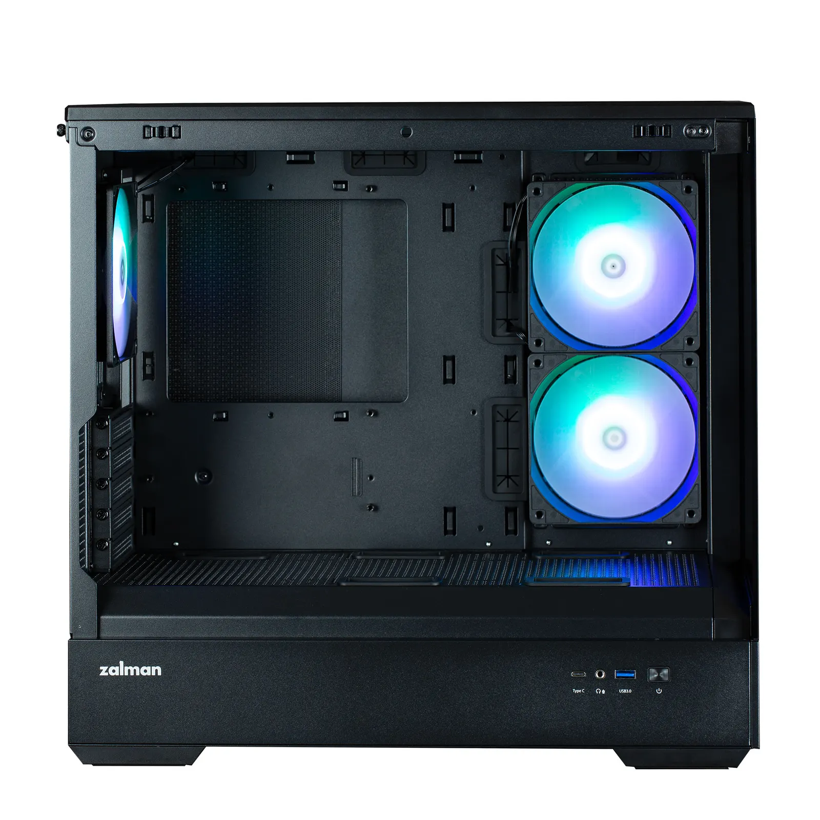 ქეისი Zalman Computer case P30 Black V2, without PSU, 1xUSB3.0, 1xUSB Type-C, 3x120mm ARGB, TG Front/Side Panel, mATX, Black