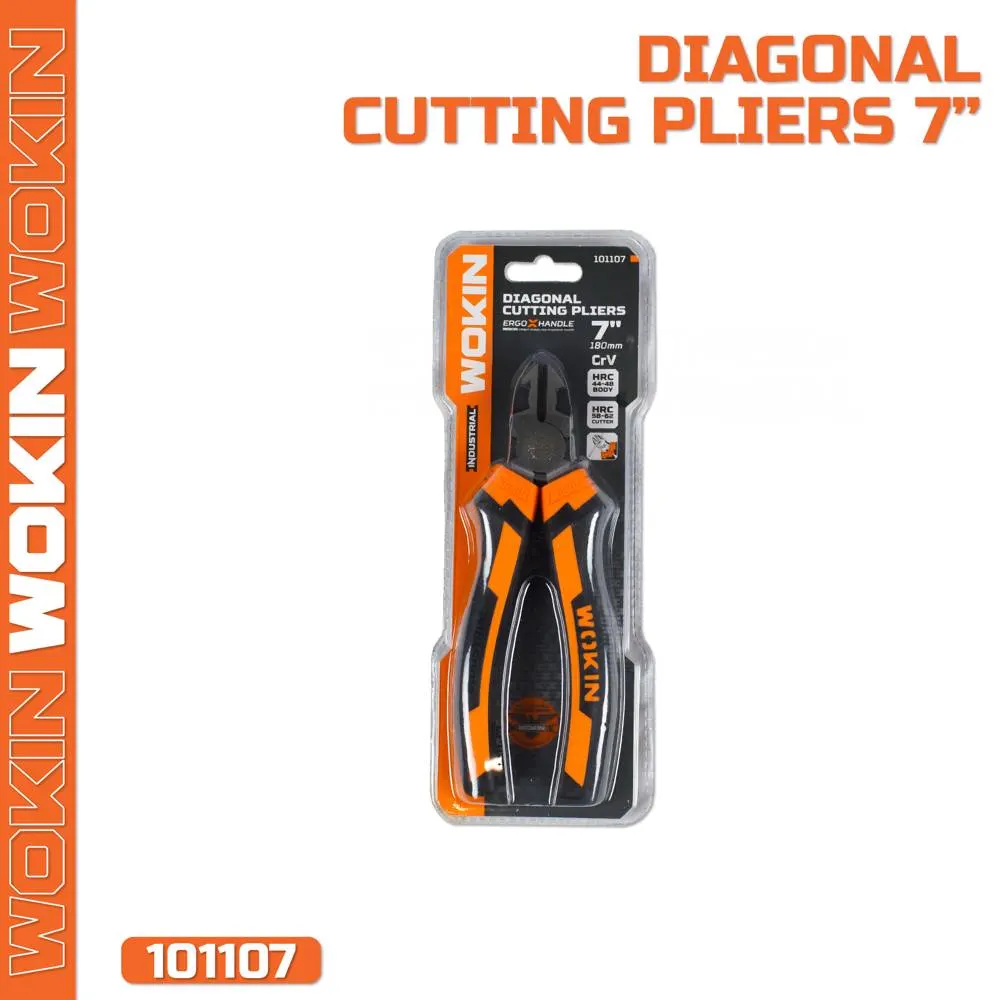 მკვნეტარა Wokin 101107, 180mm DIAGONAL CUTTING PLIERS(INDUSTRIAL), Black/Orange