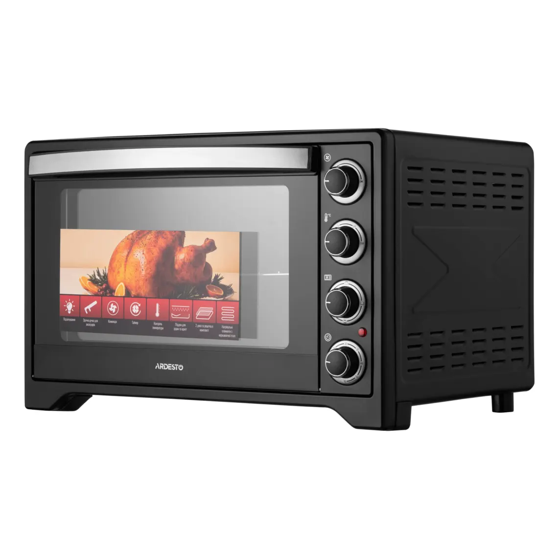 ARDESTO Electric oven , 60L, 2200W, mech., convection, double glass, black
