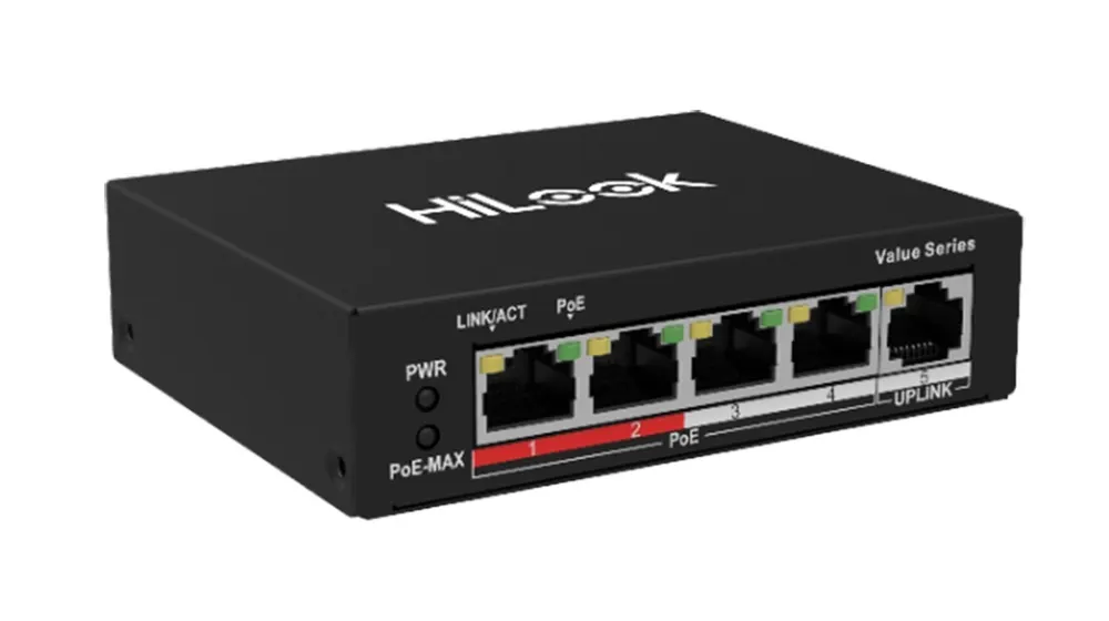 PoE სვიჩი - 4 PoE (at/af) პორტი, არამართვადი, HiLook, HiLook By HIKVISION NS-0105P-35