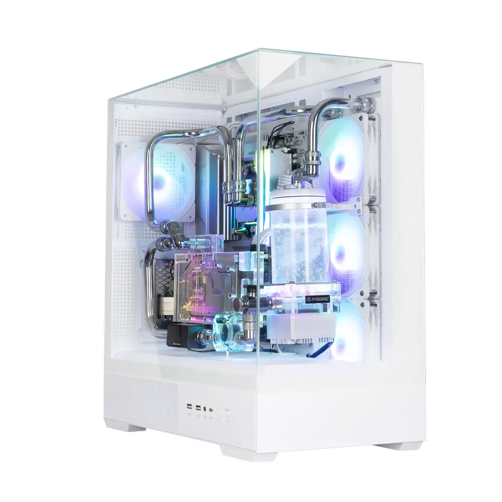 ქეისი Zalman PC case P40 Prism without PSU, 2xUSB3.0, 1xUSBType-C, 1x120mm ARGB, VGA 420mm, LCS ready, TG 3x Panels, ATX, white