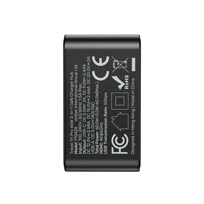P1242A, UNITEK, Power Supply, 65W 3-in-1 GaN Charger for Nintendo Switch.